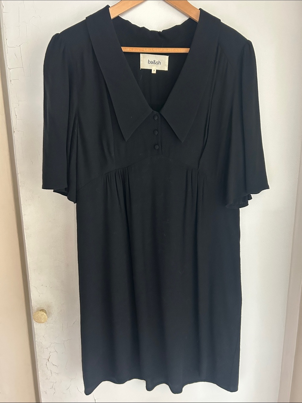 ba&sh Black Payton Collared Mini Dress